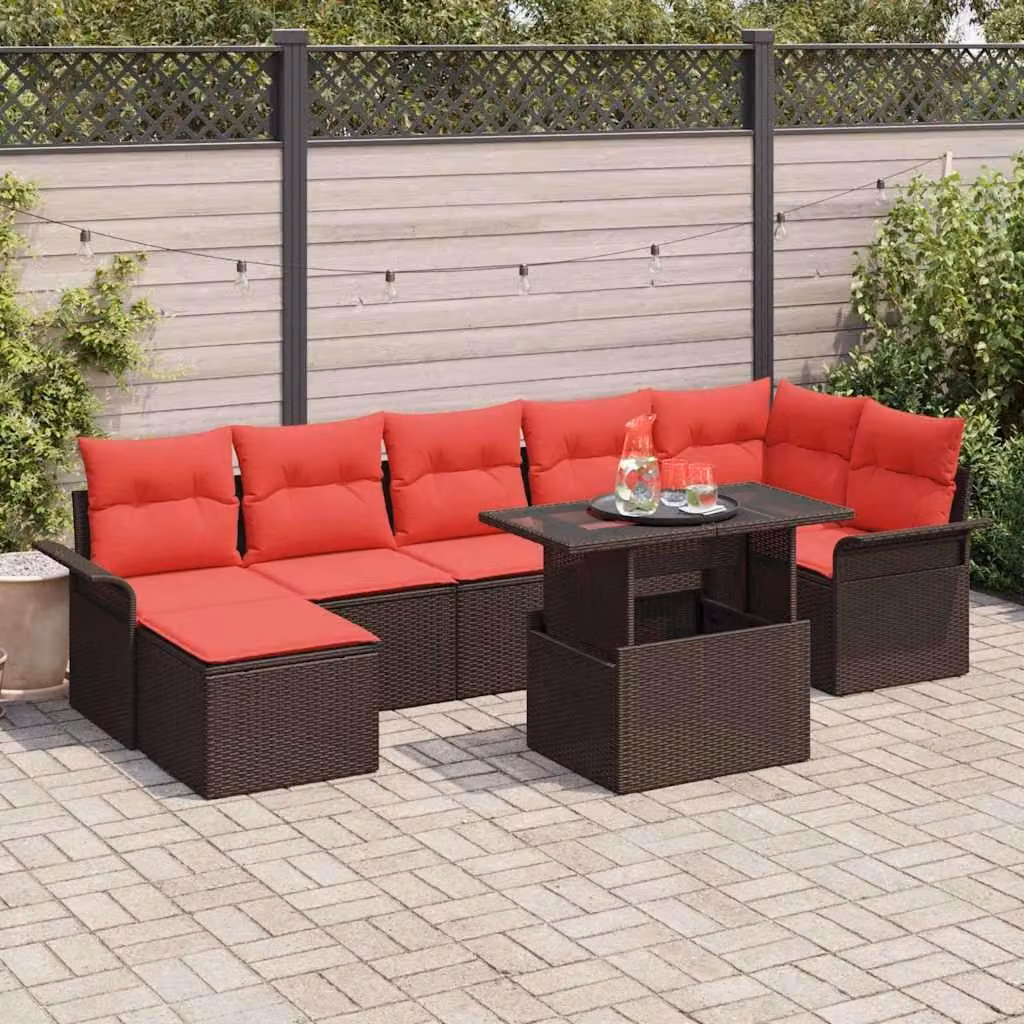 Maison Exclusive - Set di divani da salotto, 8 pezzi, color marrone, in rattan sintetico