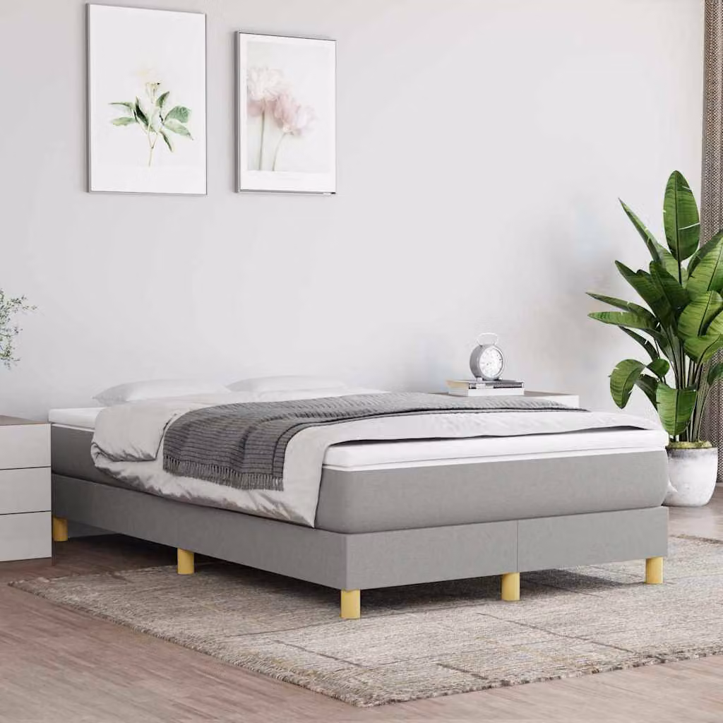 vidaXL Struttura Letto a Rete a Molle in Tessuto Grigio con Listelli Curvi L: 200 cm, P: 120 cm