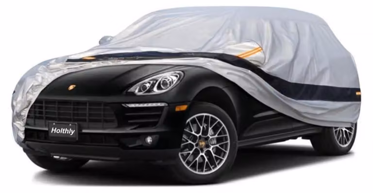 Copertura protettiva per auto, compatibile con Porsche Macan (2014-2024), a 10 strati, 100% impermeabile, traspirante, con protezione UV, colore argento