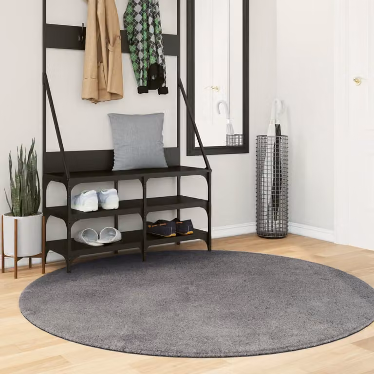 vidaXL Tappeto Rotondo HUARTE Antracite Lavabile e Antiscivolo Ø160 cm