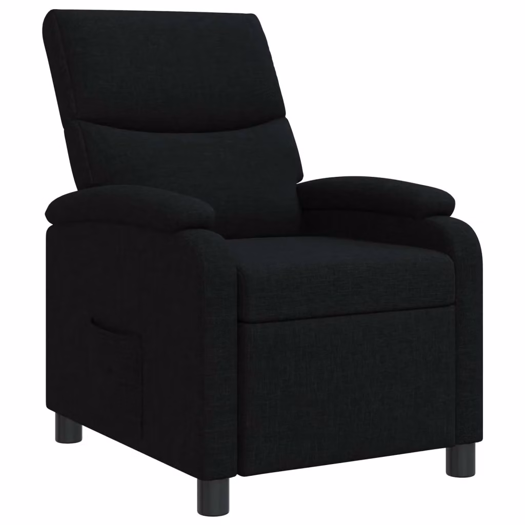 Poltrona reclinabile relax moderna in tessuto nero con braccioli per soggiorno o ufficio – 2