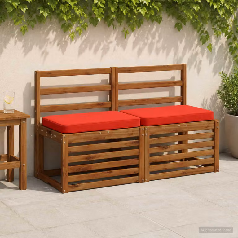 vidaXL Cuscini per Panchina a 2 Pezzi VUGHT 2 pz 100% Poliestere Rosso