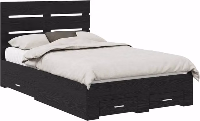 Letto matrimoniale | Letto per adulti | Struttura del letto Rovere Nero 120 x 190 cm Legno multistrato