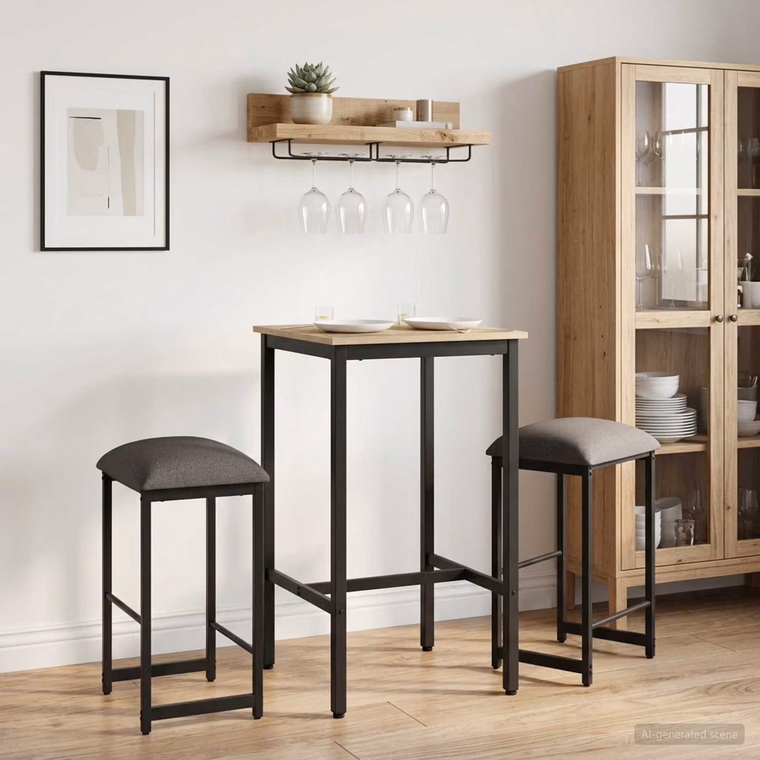 Set di 2 sgabelli da bar vidaXL moderni in tessuto grigio con struttura in metallo L/P/H: 40 x 32 x 64 cm