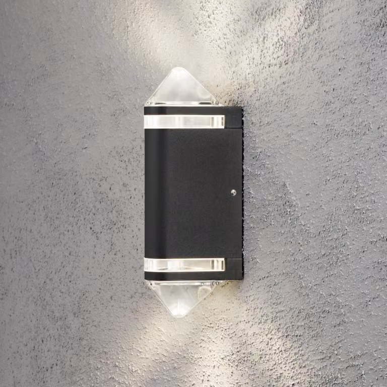 Konstsmide Modena Lalu Wall Up & Down alluminio laccato nero, vetro acrilico opale 7522-750