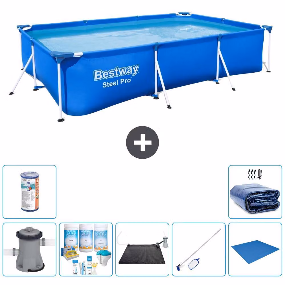 Bestway Steel Pro, piscina rettangolare - 300x201x66 cm - 8 pezzi - Modello S21568