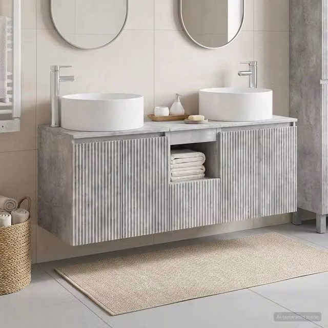 Set di Armadi da Bagno 3 pz Grigio Cemento 3405740