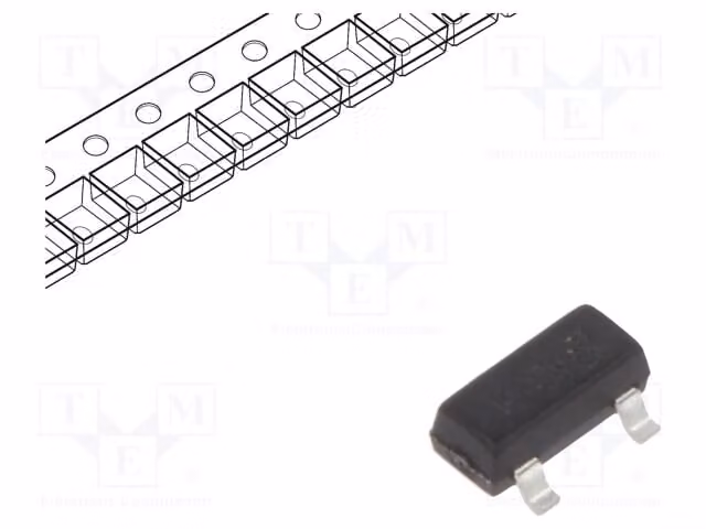 Transistor: Bipolare NPN, 300mW, SOT23, MMBT5551-7-F. Transistor SMD NPN, 160V, 0,6A