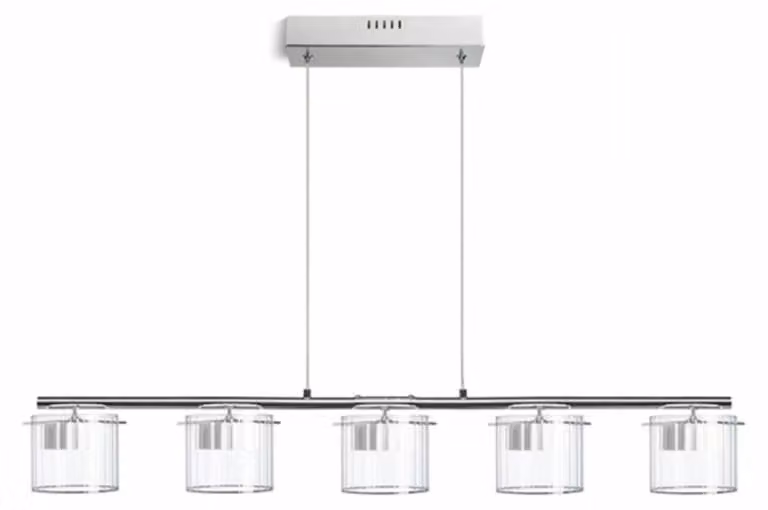 ESTRA V pendente bianco vetro chiaro 230V LED 5x5W 3000K