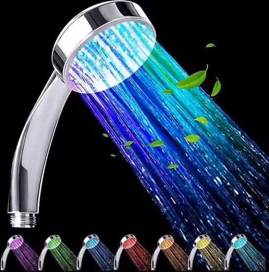 Soffione doccia a LED - soffione doccia illuminato - 1 pezzo - cromato - universale