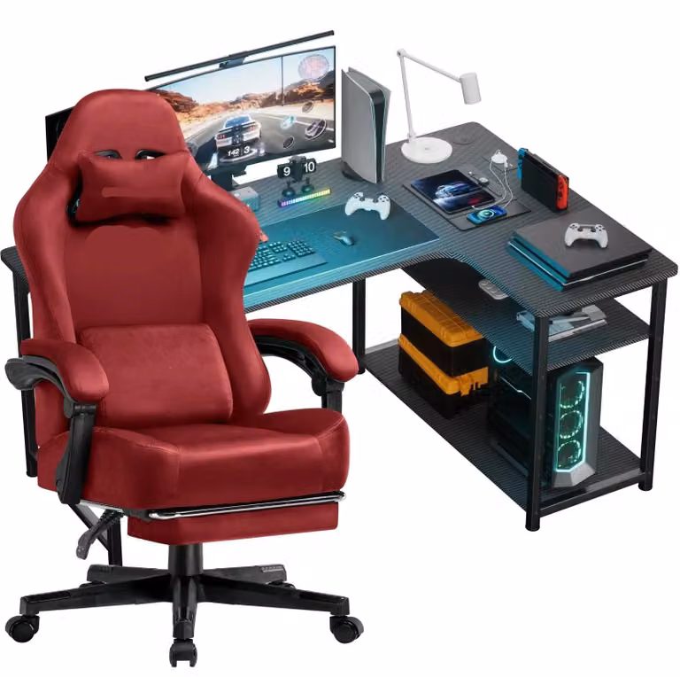 Sedia da gioco – Sedia da ufficio – Sedia da corsa – Regolabile – Rotazione a 360° con struttura in metallo