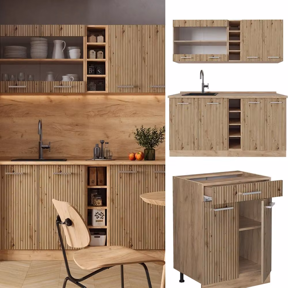 Cucina completa R-Line Vicco in Rovere e Antracite, L: 160 cm, P: 60 cm, H: 81,6 cm – 2