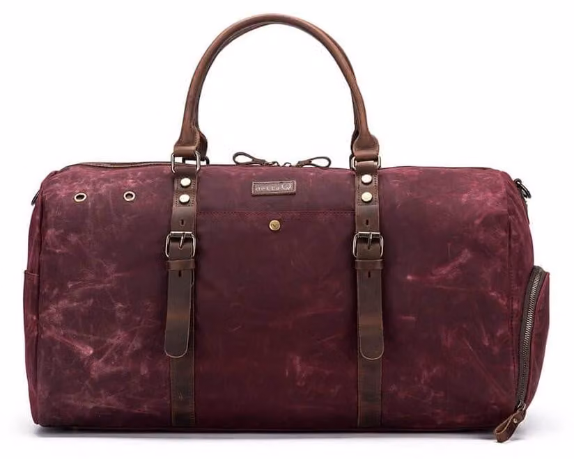 Borsa da weekend in tela, impermeabile, rossa, 55,9 x 30,5 x 25,4 cm