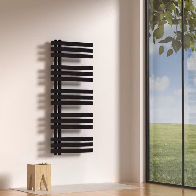 Scalda asciugamani da parete Slidre in acciaio nero neu.haus L 120 cm x P 50 cm – 1