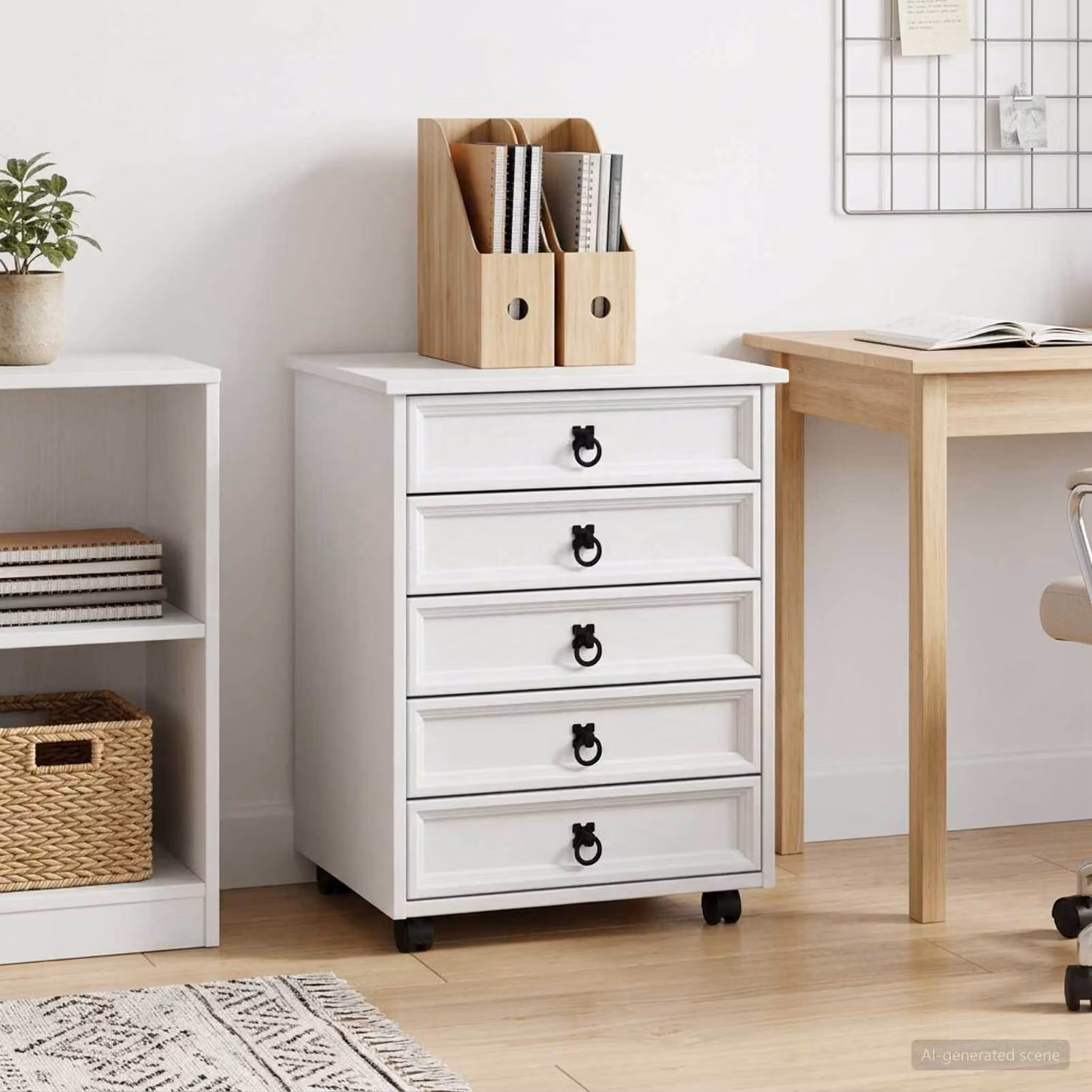 vidaXL Armadietto Rotolante CORONA con Cassetti in Legno e Metallo Bianco