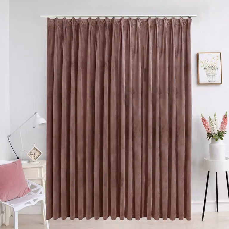 Tenda Oscurante vidaXL in Velluto Rosa, con Ganci, L: 290 cm, H: 245 cm