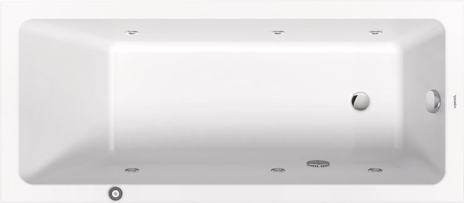 Duravit No.1 baignoire pour WC encastrée, rectangulaire, 1600x700mm, Jet Protect,1 pente de dossier, blanc, 760488000JP1000, 760488000JP1000