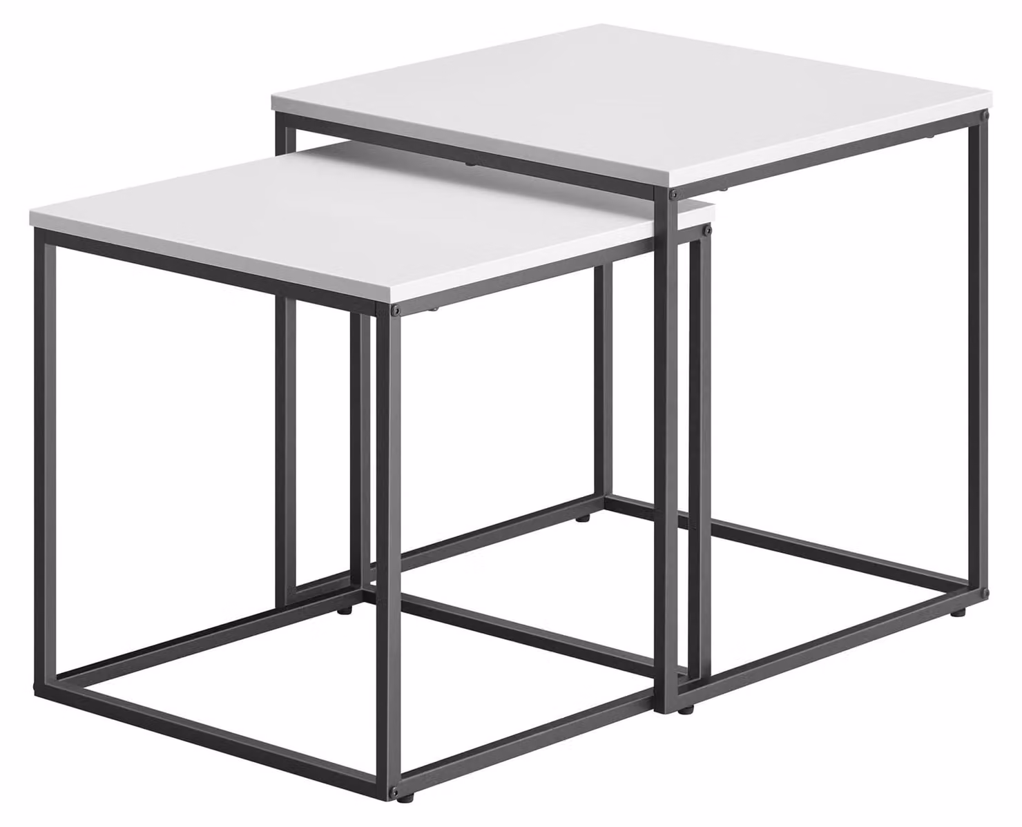 Tavolino Da Salotto - Leobert - Bianco/Gambe Nere - 50 X 50 X 50,5 Cm - Set Da 2