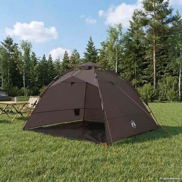 Tenda da pesca a rilascio rapido vidaXL per 4 persone, marrone