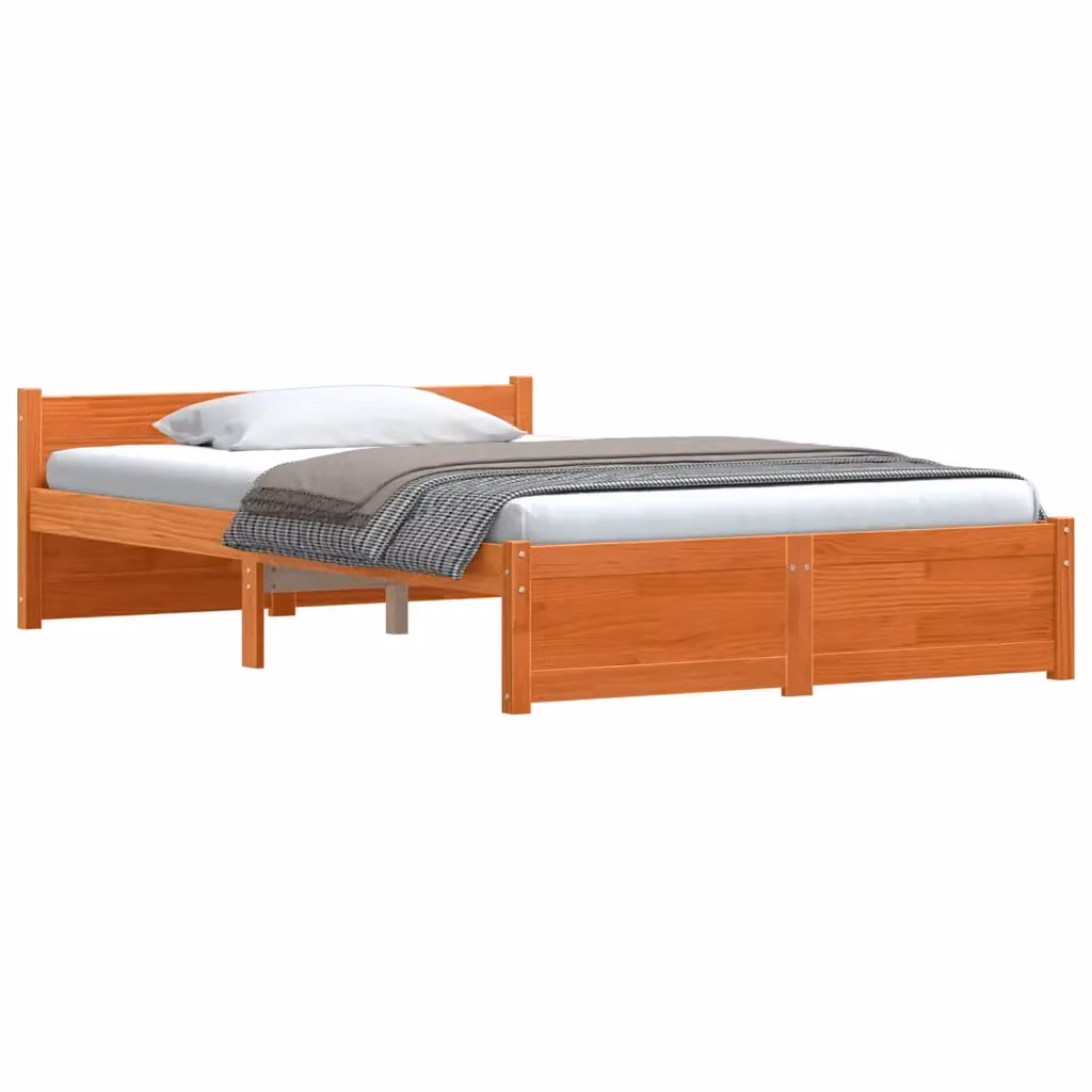 Struttura del letto moderna vidaXL in legno di pino marrone cerato L: 205,5 cm, P: 125,5 cm, H: 51 cm – 2