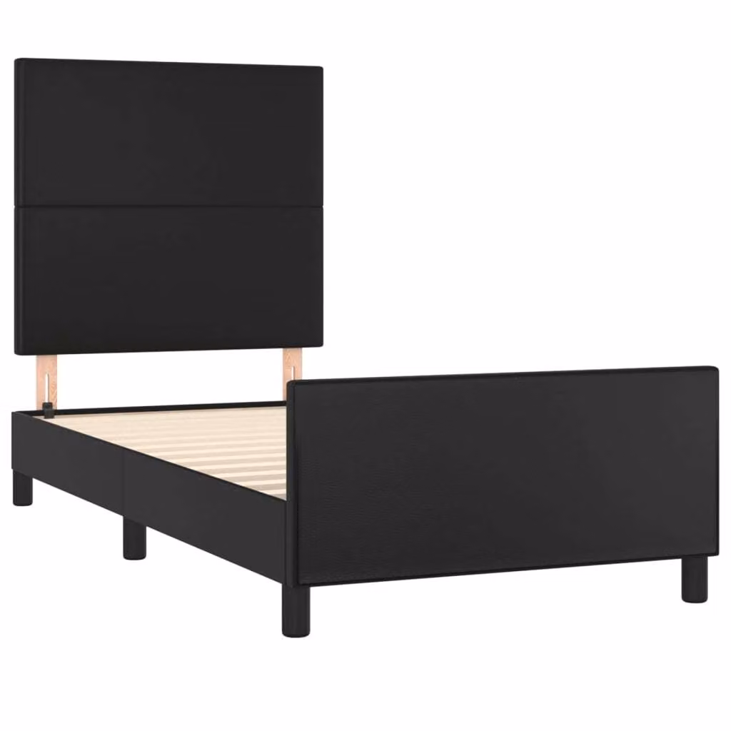 Giroletto con Testiera Nero 90x200 cm in Pelle finta
