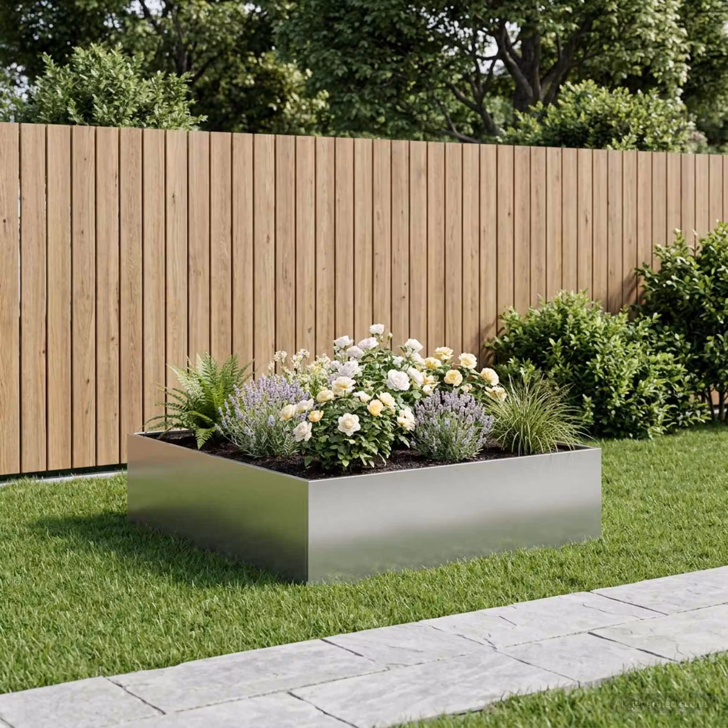 vidaXL Vaso da giardino in acciaio zincato Argento L: 80 cm, P: 80 cm, H: 30 cm