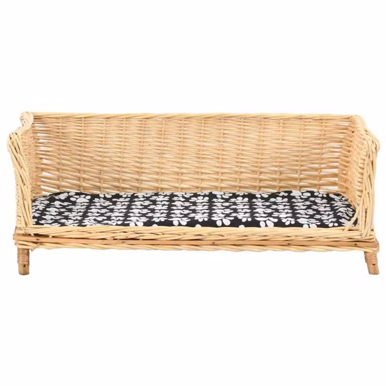 Cestino per cani con cuscino 90x54x35 cm in vimini naturale