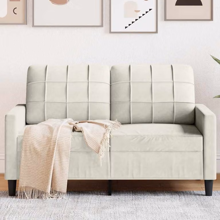 Divano a 2 posti vidaXL in velluto beige con struttura in metallo per il tuo soggiorno