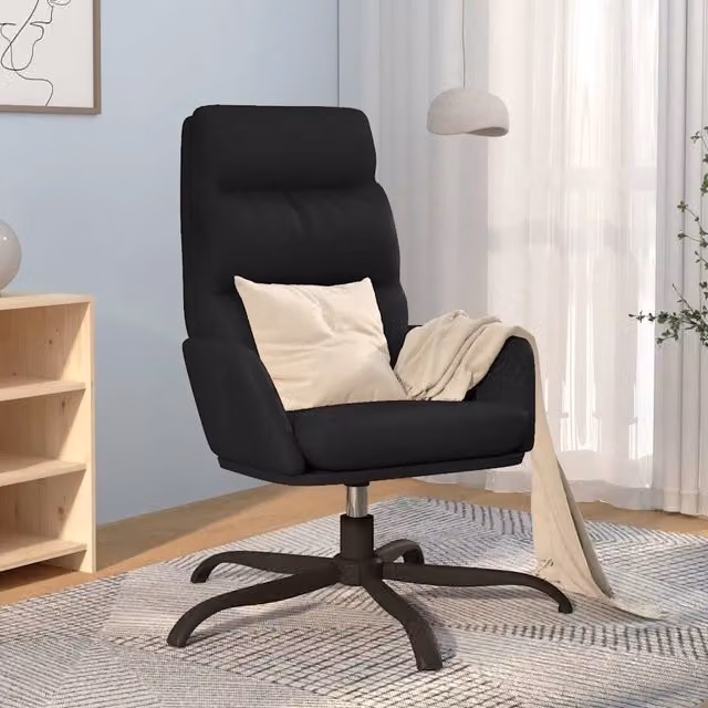 Poltrona Relax Reclinabile Nera in Similpelle con Struttura in Metallo e Base Girevole 360 Gradi 501302 – 1