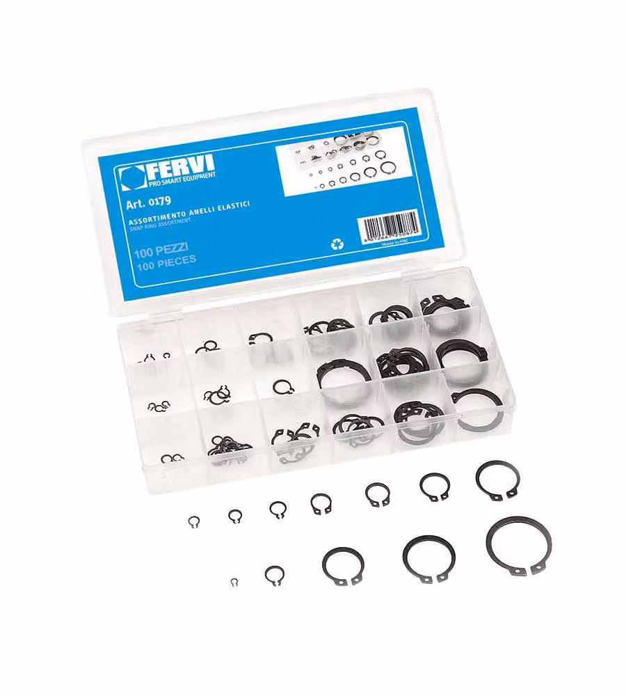 Fervi 100 Anelli Elastici Acciaio al Carbonio Nero Indurito 6-32 mm