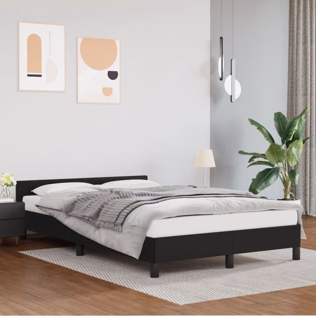 vidaXL Giroletto senza Materasso in Similpelle Nero L: 120 cm, P: 200 cm