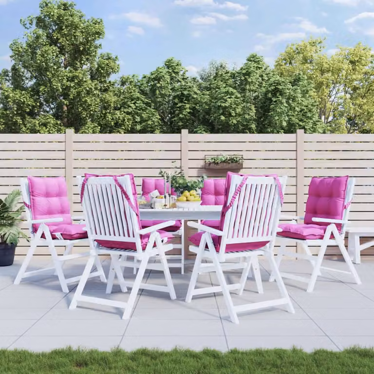 Set di 6 cuscini per sedia con schienale basso vidaXL in tessuto Oxford rosa, impermeabili e traspiranti