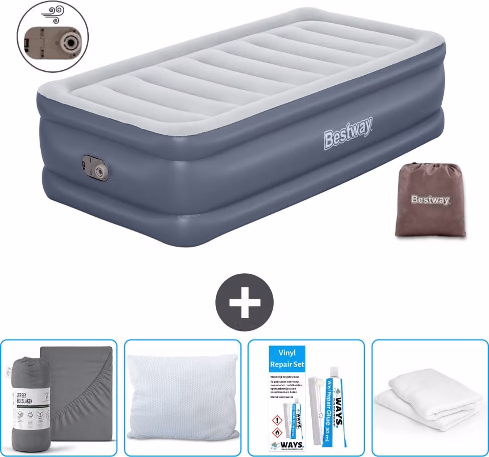 Materasso gonfiabile Bestway - 1 persona - 97 x 191 x 51 cm - Grigio - Accessori inclusi