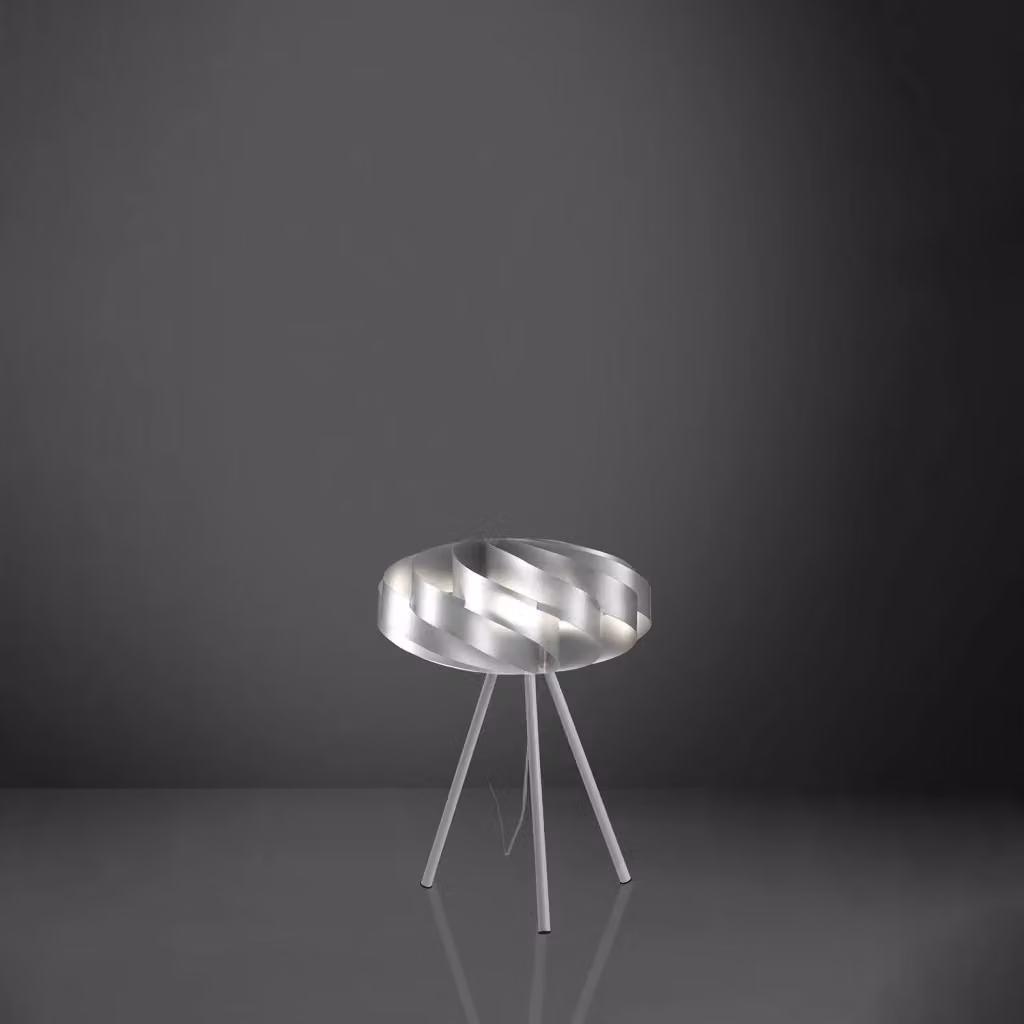 Lampada da scrivania moderna Flat Polilux Linea Zero in metallo e plastica color argento con attacco E27 – 2