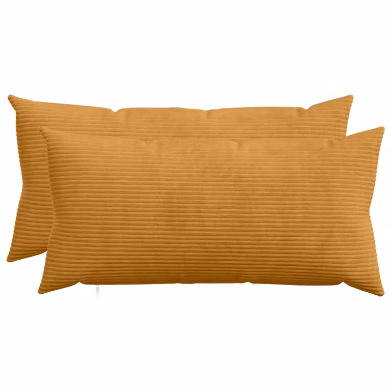 Set di 2 federe vidaXL HEERLEN in velluto a coste, Giallo, L 40 cm x P 80 cm
