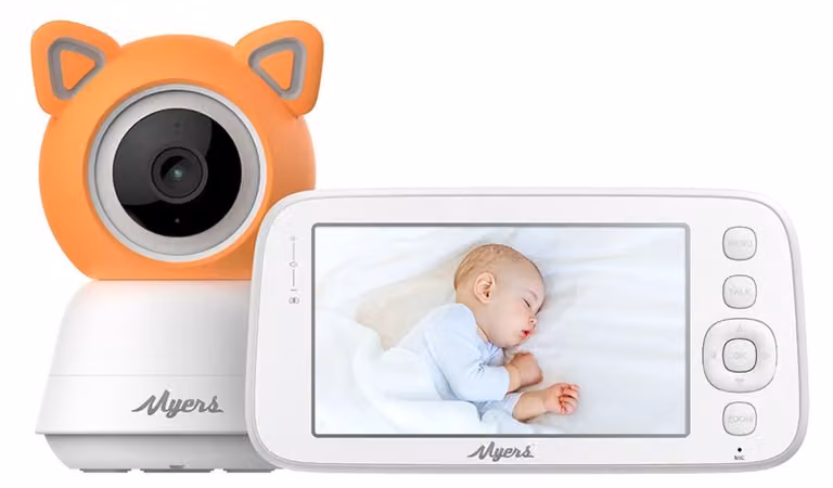 Myers Baby Monitor Video WiFi 2 in 1 con schermo LCD da 5", app e PTZ FHD, arancione