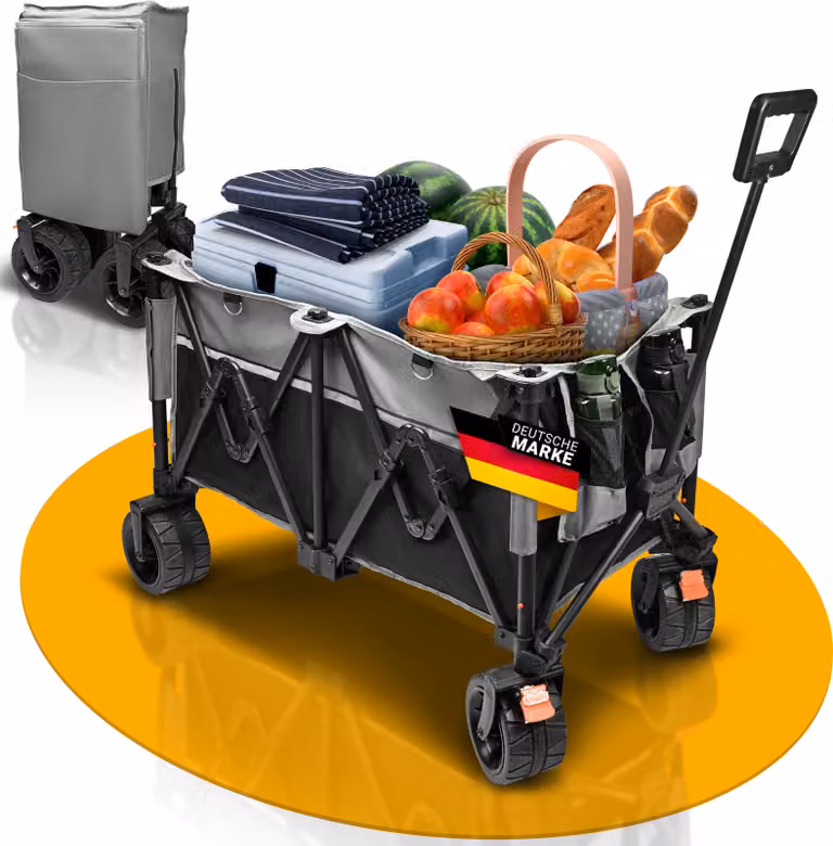 Carrello pieghevole, pneumatici larghi 17x10 cm Borsa XXL, 200 KG e 150 L Carrello pieghevole, trasporto da campeggio carrello per scale da spiaggia Carrello da trasporto