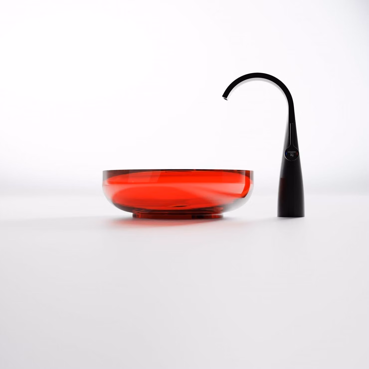 Steinberg Série 489 lavabo à poser, rond, en polyrésine, avec bouchon de vidage, 400x400x140mm, 489601034, 489601034