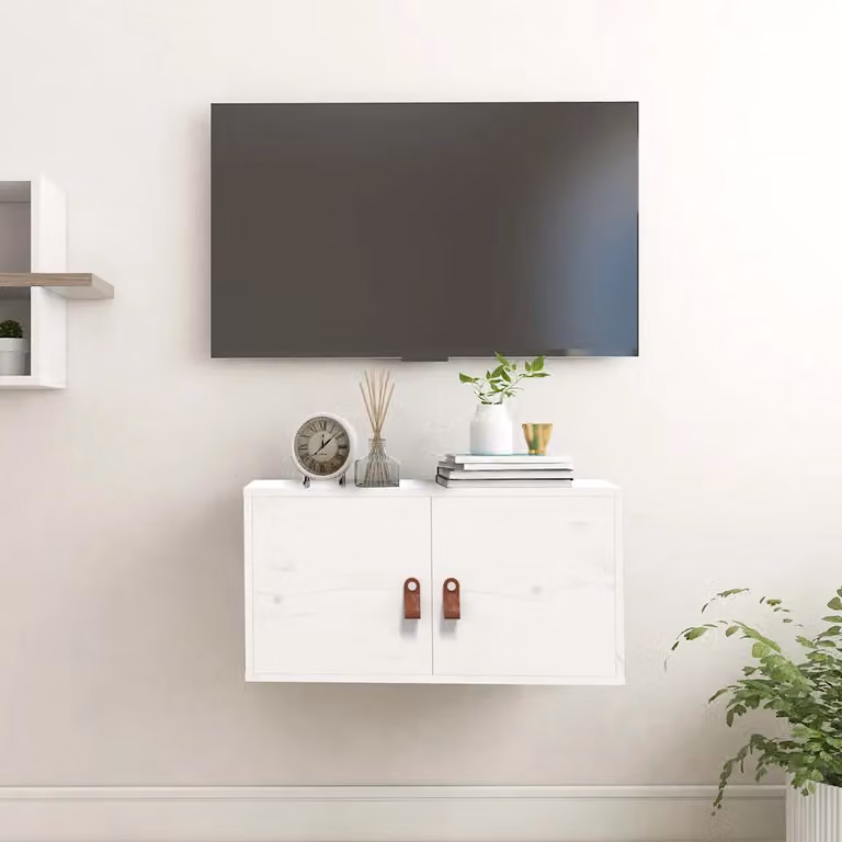 Pensile vidaXL in legno massello di pino bianco stile rustico L: 60 cm, P: 30 cm, H: 30 cm