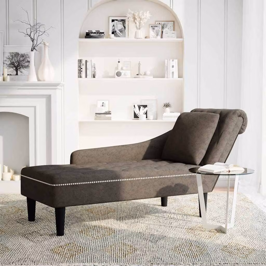 vidaXL Sdraio con Cuscino e Bracciolo Destro Similpelle Grigio Scuro