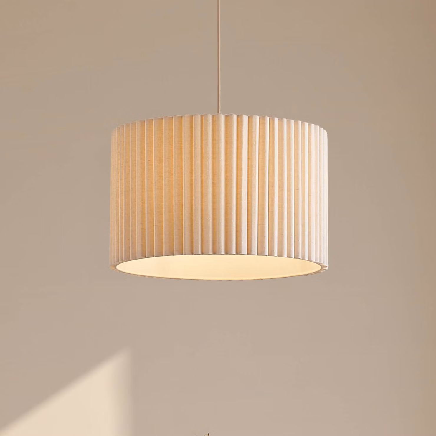 Lampada a sospensione Libbie Lindby, dimmerabile, Crema / Ambra, Soggiorno / Sala da pranzo, Tessuto / Stoffa / Seta, Scandinavo, Lampada a sospensione
