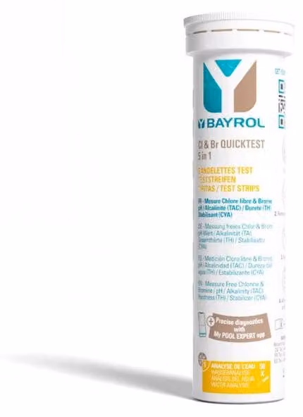 BAYROL Cl & Br Quicktest 5 in 1 (barattolo con 50 strisce reattive)