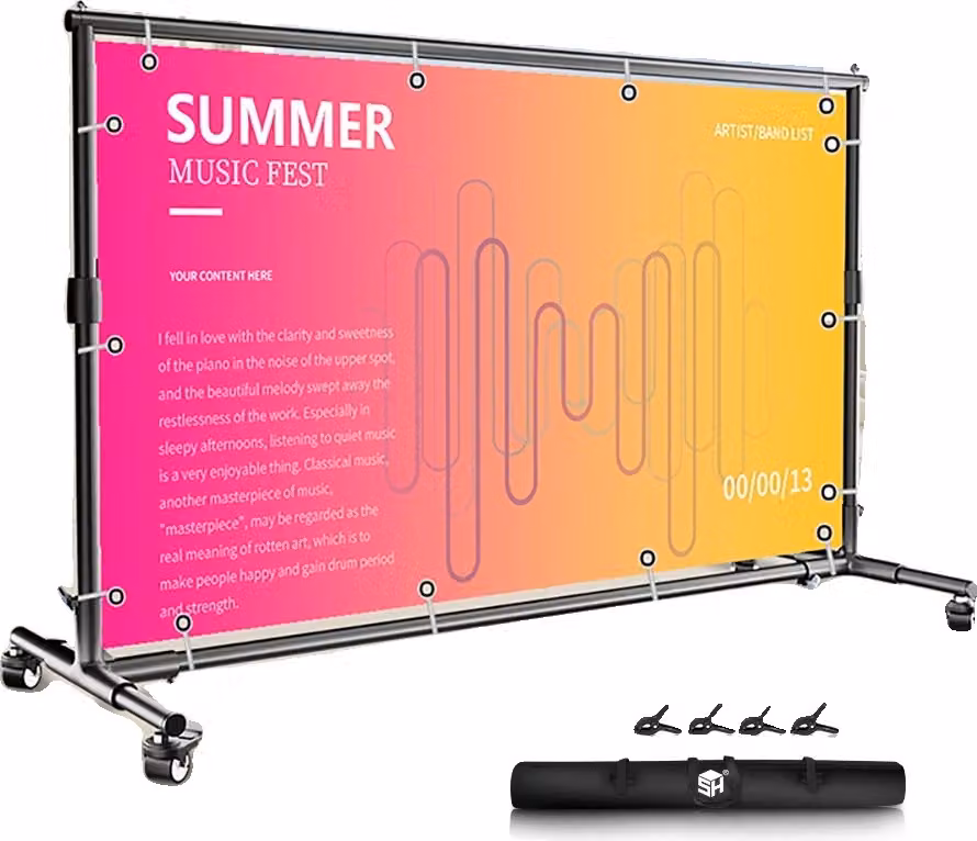 Supporto mobile per fondali, struttura triangolare stabile, quattro ruote universali, 2x3M