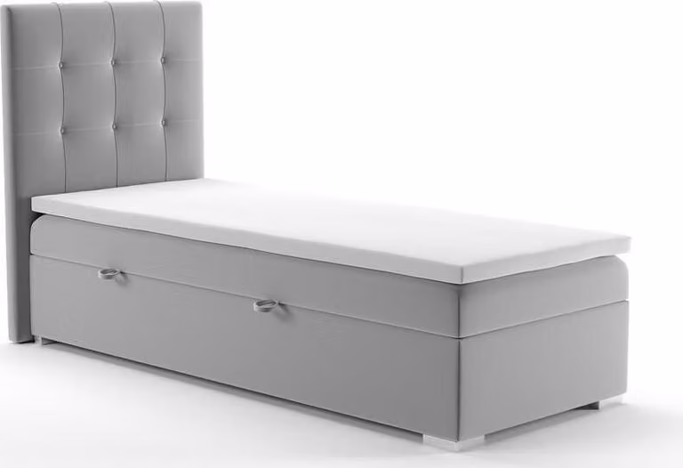 Luxus Boxspring Bett Hotel Betten Polster Funktion Bettkasten 90x200cm Grau