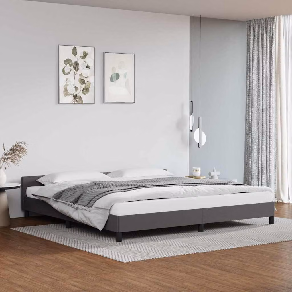 vidaXL Giroletto imbottito con testiera Grigio L/P/H: 200 x 200 x 140 cm