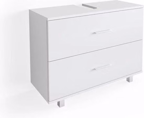 Mobile da bagno bianco con nicchia e design compatto