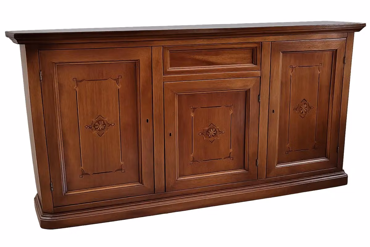 Madia credenza Bassano in legno con intarsi geometrici marrone Mobili 2G L/P/H: 166 x 49 x 90 cm – 3