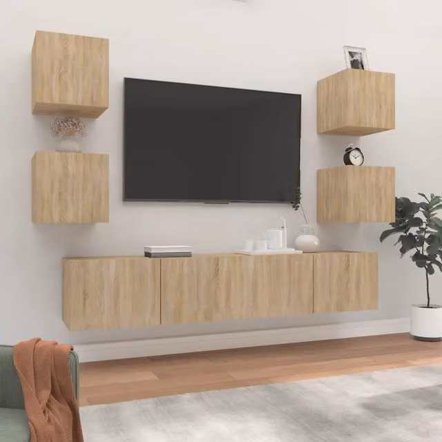 Set di Mobili Porta TV 6 pz-Set di 6 Credenza per TV Rovere Sonoma in Legno Multistrato 735767