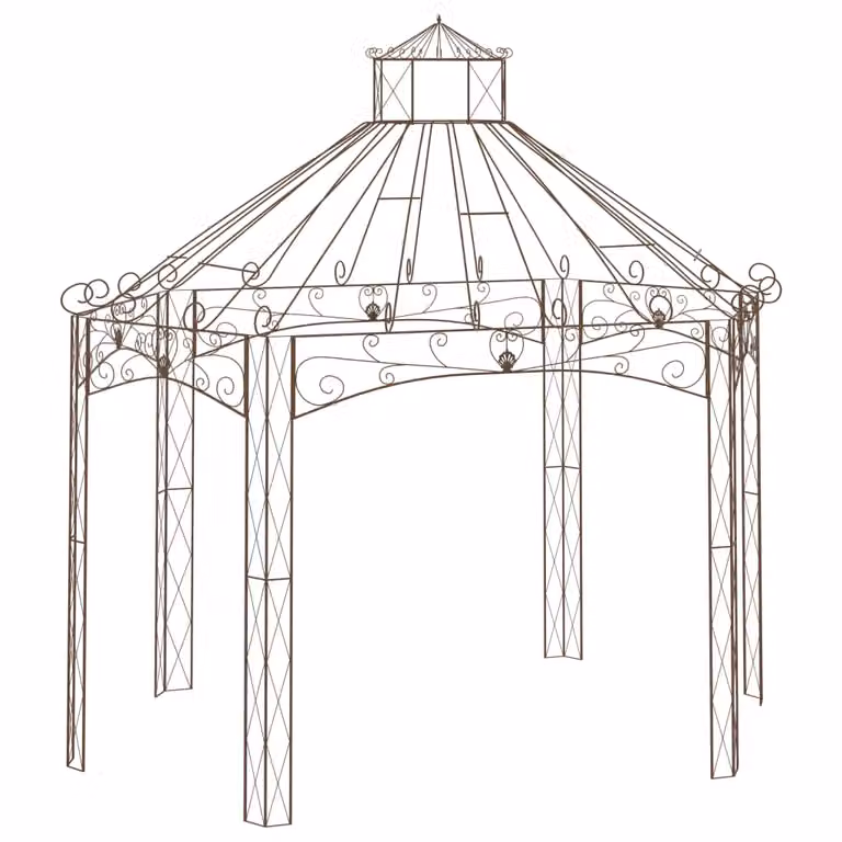 The Living Store gazebo da giardino marrone antico 400x258x378 cm in ferro