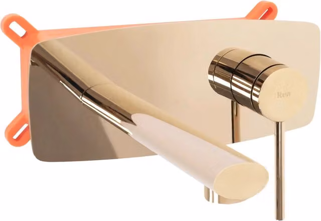 Rubinetto da parete Rea Oval in ottone color oro per lavabo e cucina